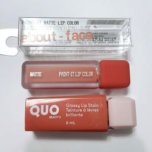 2pc Lip Stain Quo Juicy & About Face Canyon On Fire + Gift
